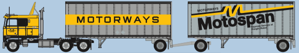 Trainworx N Kenworth K100/ two trailer pup set Motorways